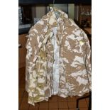 FIVE CURRENT BRITISH ARMY DESERT DPM CAMO LIGHTWEIGHT ZIPPED COMBAT JACKETS/SHIRTS, various sizes