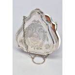 A GEORGE V SILVER PURSE, engraved with ribbons, swags and oval cartouches, one with initials, tan