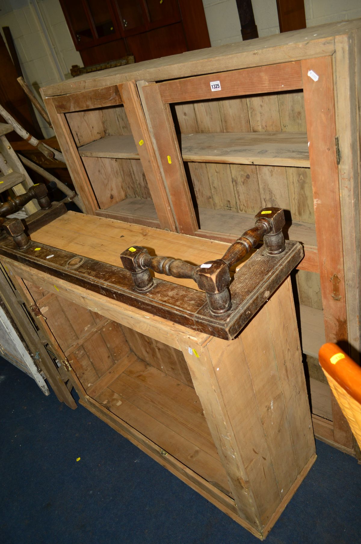 THREE VARIOUS DISTRESSED PINE BOOKCASES, (3)