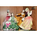 FOUR ROYAL DOULTON FIGURES 'Elyse' HN2474, 'Autumn Breezes' HN2131, 'Kirsty' HN2381 and 'Elaine'