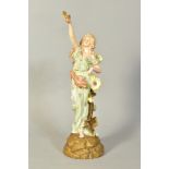 E.W.TURN, WIEN, AUSTRIAN PORCELAIN FIGURE, depicting woman holding lantern/lamp with fire coming