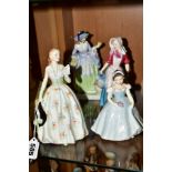 FOUR ROYAL DOULTON FIGURES 'Carolyn' HN2112, 'Spring Flowers' HN1807, 'Jersey Milkmaid' HN2057