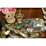 A COLLECTION OF 20TH CENTURY ORIENTAL/EASTERN METALWARES ETC, including an annointing spoon and a