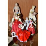 SIX VARIOUS FIGURINES, including three Royal Doulton 'Fair Maiden' HN2434, 'Karen' HN3270 and '