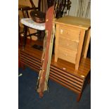 A COLLECTION OF VINTAGE SPLIT CANE FISHING RODS, together with an Ultra gramophone, an oak bedside