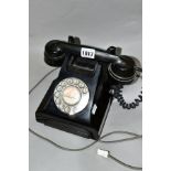 A BLACK G.P.O. BAKELITE TELEPHONE, No332, version with dummy tray (D62099) produced between 1940-