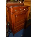 A REPRODUCTION FRENCH STYLE MAHOGANY FALL FRONT BUREAU with a fitted leather interior and four