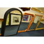 THREE MATCHING ARCHED WALL MIRRORS together with two other wall mirrors (5)