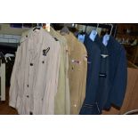 FIVE UNIFORM ITEMS FOR THE RAF, uniform jackets, trousers, shirt and four 'Tropical' sand coloured