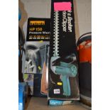 HALFORDS HP 150 PRESSURE WASHER together with a Black and Decker garden clipper (2)