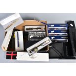 A COLLECTION OF TWELVE ASSORTED BALL POINT PENS, all boxed, including promotional Waterman and Les