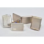 FOUR GEORGE V SILVER MATCHBOX COVERS, all with engine turned decoration, three with gilt