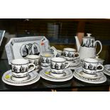 ROYAL WORCESTER 'SCOTTIE WILSON' COFFEE/TEA SET, comprising teapot, milk jug, covered sugar bowl,