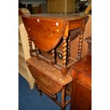 TWO OAK BARLEY TWIST DROP LEAF TABLES (sd)