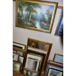 PAINTINGS AND PRINTS ETC, to include three continental landscape paintings by I.Cafieri, largest