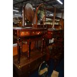 A QUANTITY OF VARIOUS REPRODUCTION MAHOGANY FURNITURE, to include a reproduction mahogany bow