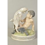 A ROYAL COPENHAGEN FIGURE GROUP, Faun and Goat, No498, height 13cm