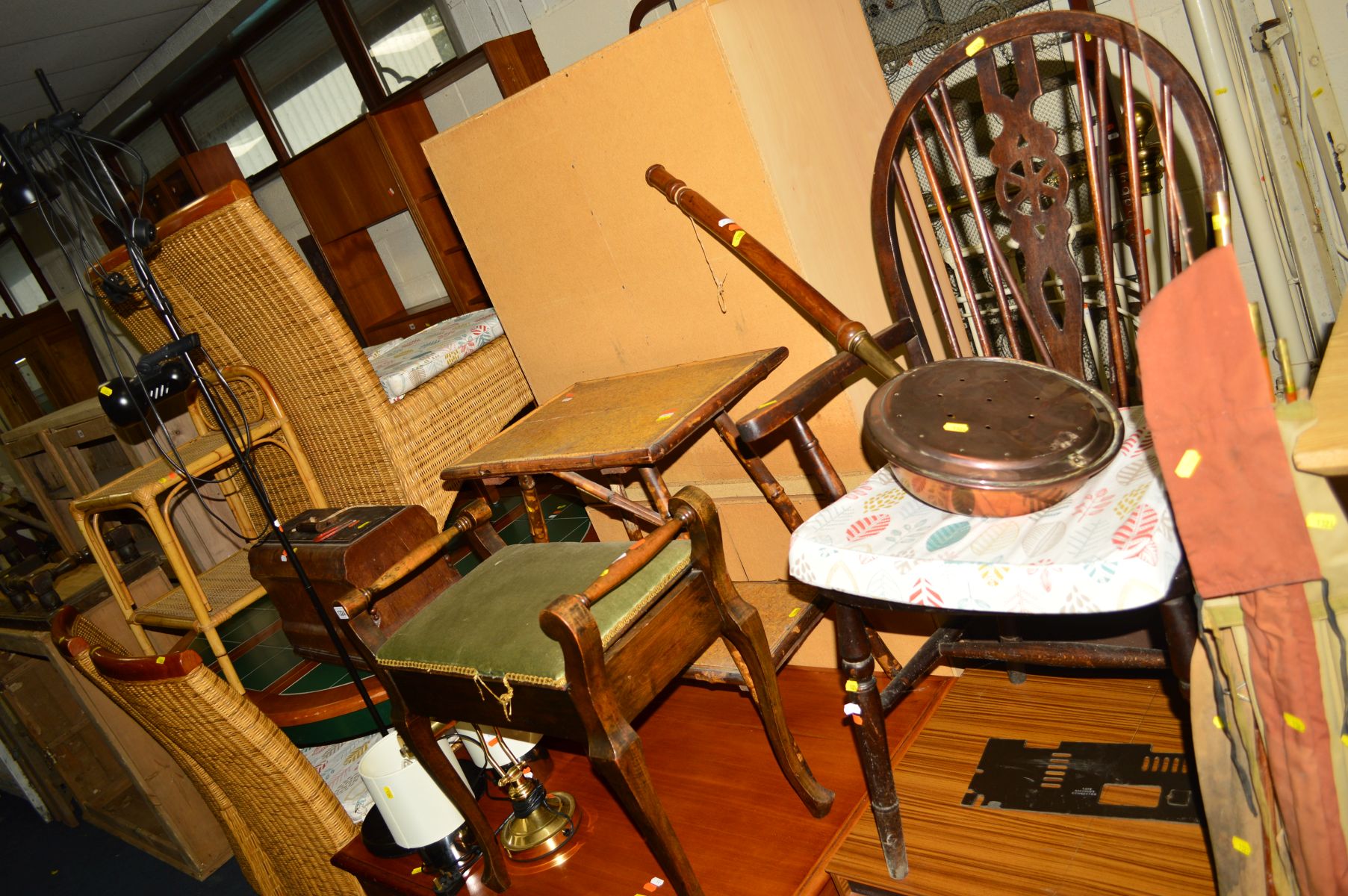 A COLLECTION OF VARIOUS OCCASIONAL FURNITURE, to include an Edwardian mahogany piano stool, cork