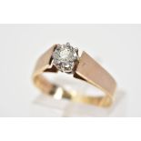 A 9CT GOLD DIAMOND RING, designed as a brilliant cut diamond within an illusion setting, estimated