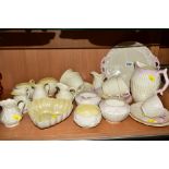 A COLLECTION OF BELLEEK PORCELAIN TEAWARES, JUGS ETC, to include shell and coral design teacups/