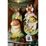 FOUR BESWICK BEATRIX POTTER FIGURES, 'Mr Jeremy Fisher' BP1a, spotted legs, 'Timmy Willie from