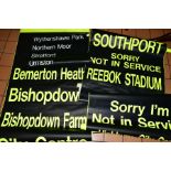 FOUR ASSORTED BUS DESTINATION BLINDS, Greater Manchester Transport Altrincham garage via blind dated