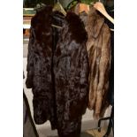 A 3/4 LENGTH MINK FUR COAT, a light brown fur jacket, a fur stole etc