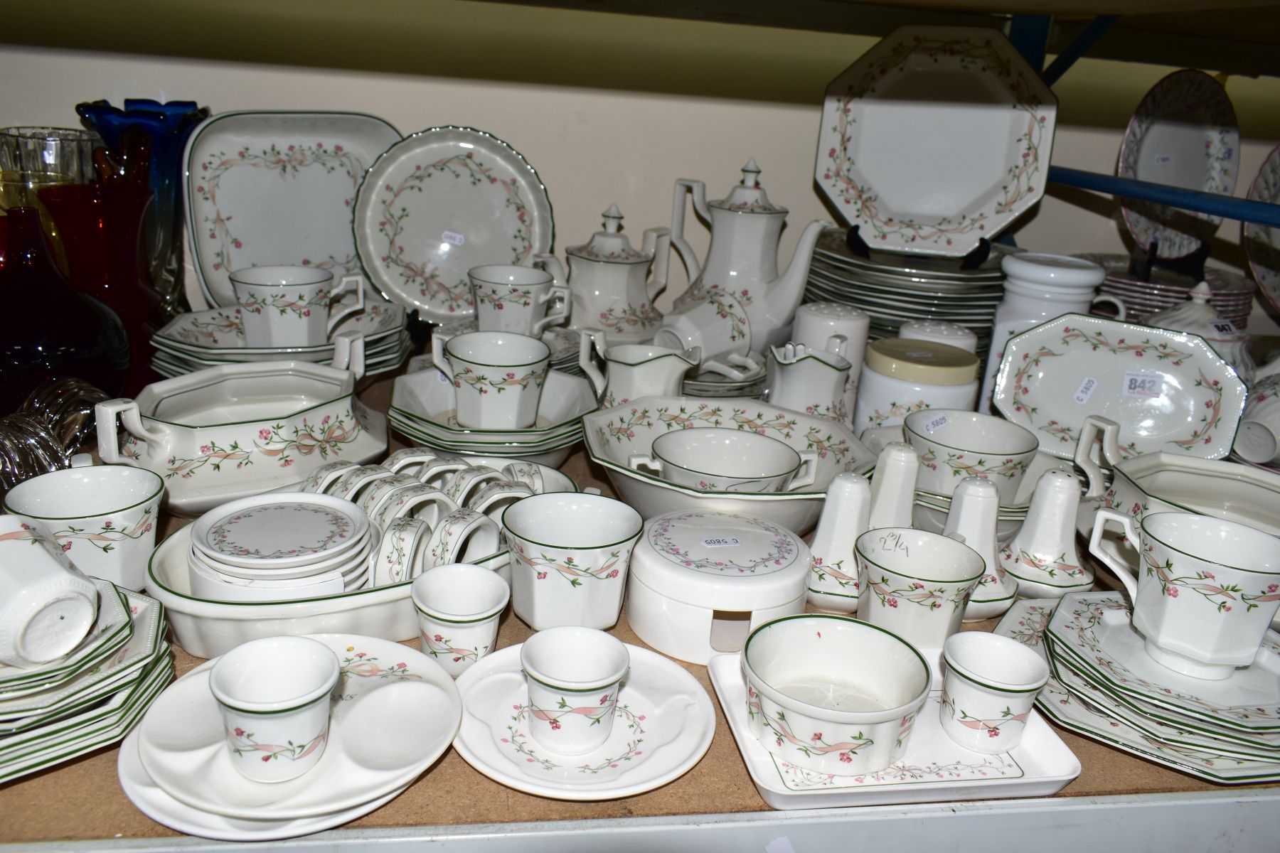 JOHNSON BROTHERS 'ETERNAL BOW' PATTERN 'A LA CARTE COOKWARE' DINNER SERVICE to include a coffee pot,