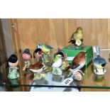 TEN BESWICK BIRDS 'Robin' No980B (beak rubbed), 'Chaffinch' No991B, 'Blue Tit' No992B, 'Wren'