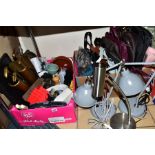 TWO BOXES AND LOOSE ITEMS to include John Lewis branded hand bags, Kin bags (leather and nylon), a