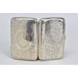A LATE VICTORIAN SILVER CIGAR CASE OF BOWED RECTANGULAR FORM, foliate engraved decoration, cartouche