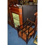 AN EDWARDIAN ROSEWOOD CANTERBURY with one drawer, width 48cm x depth 36cm x height 57cm, an