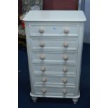 A TALL MODERN PAINTED PINE CHEST OF SIX DRAWERS, height 114cm x width 60cm x depth 40cm