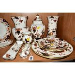 COALPORT 'HONG KONG', to include miniature teapot and sugar (both missing lids), vases height 21.5cm