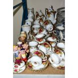 ROYAL ALBERT 'OLD COUNTRY ROSES' COFFEE AND TEA WARES, to include coffee pot, tea pot, six tea cups,