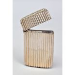 A LATE VICTORIAN SILVER RECTANGULAR CARD CASE OF RIBBED AND BOWED FORM, maker S. Blanckensee &