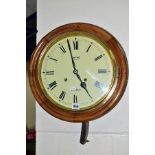 AN EARLY 20TH CENTURY SMITHS ENFIELD CIRCULAR MAHOGANY WALL CLOCK, Roman numerals (key and