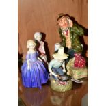FOUR ROYAL DOULTON FIGURES 'Owd Willum' HN2042, 'River Boy' HN2128, 'Tinkle Bell' HN1677 and 'marie'