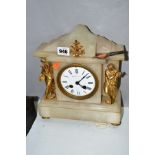 A FRENCH MARBLE MANTLE CLOCK, by Bachmann & Co Paris, having enamelled dial with Roman numerals, a