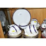 WEDGWOOD 'MARINA' TEASET, R4425, comprising cake plate, milk jug, sugar bowl, six cups (handle glued