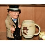 A ROYAL DOULTON TOBY JUG, 'Winston Churchill' D6171 and a Coronet ware 'Winston Churchill'
