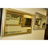 TWO VARIOUS MODERN BEVELLED EDGE WALL MIRRORS