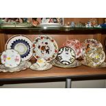 A GROUP OF ROYAL CROWN DERBY PLATES AND TEAWARES, to include 'Majesty' 16cm, 21.5cm and 27cm plates,