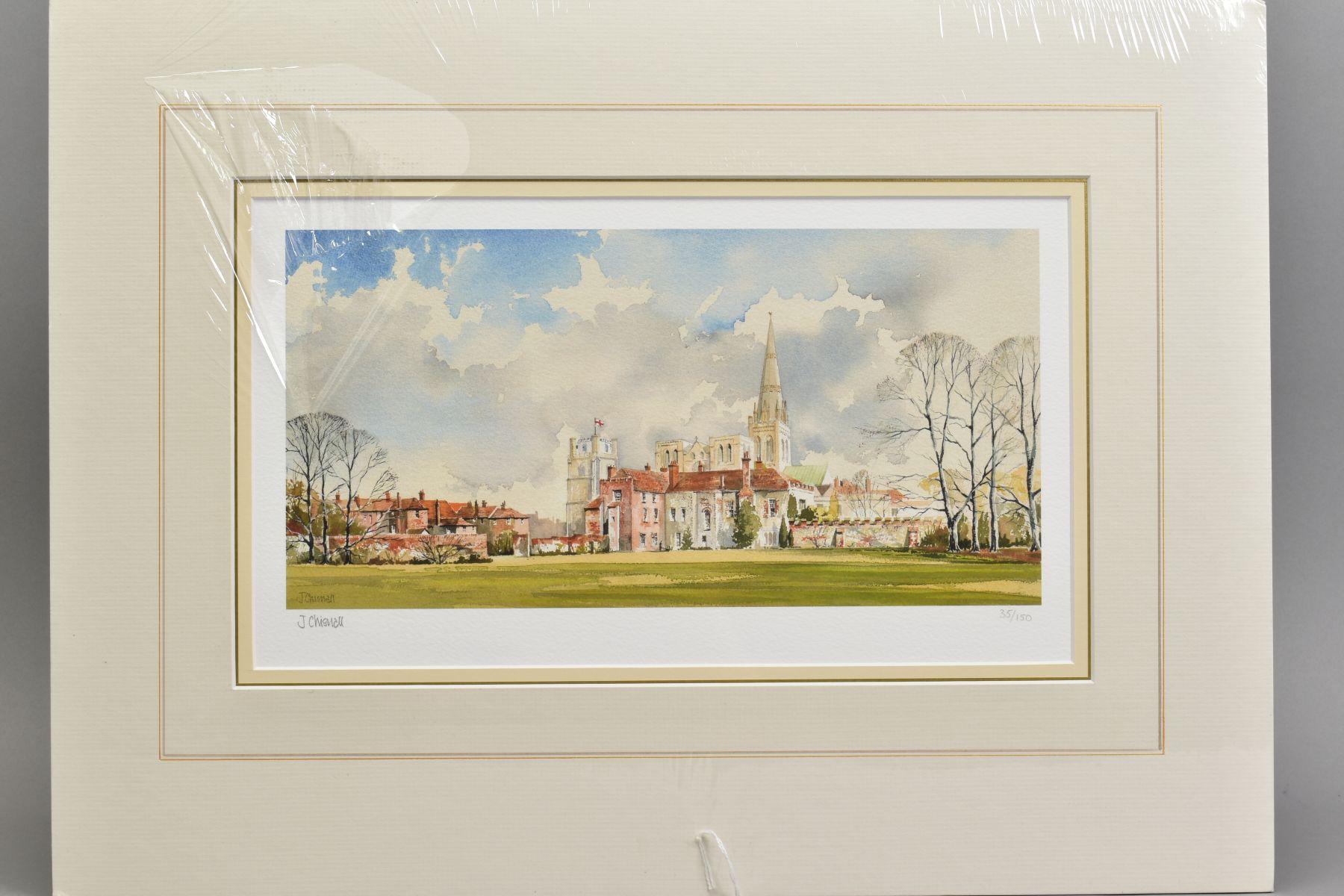 JOHN CHISNALL (BRITISH 1943), 'Chichester Cathedral', a Limited Edition print, 35/150, signed to