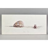 WARWICK HIGGS (BRITISH CONTEMPORARY), 'Pebbles', an Open Edition print of Hippopotamuses, unmounted,