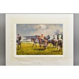 GRAHAM ISOM (BRITISH 1945), 'Sandown Racecourse', a Limited Edition print, 37/350, mounted,