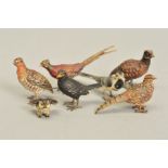 A COLLECTION OF SEVEN EARLY 20TH CENTURY COLD PAINTED BRONZE MINIATURE BIRD FIGURES, comprising a