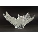 A MODERN LALIQUE FROSTED AND CLEAR CENTREPIECE BOWL 'CHAMPS-ELYSEES', moulded as veined leaves,