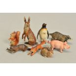 A COLLECTION OF EIGHT EARLY 20TH CENTURY COLD PAINTED BRONZE MINIATURE WILDLIFE FIGURES,