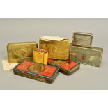 SIX TINS OF MILITARY INTEREST, comprising of two 1914 Princess Mary Christmas tins, one has the